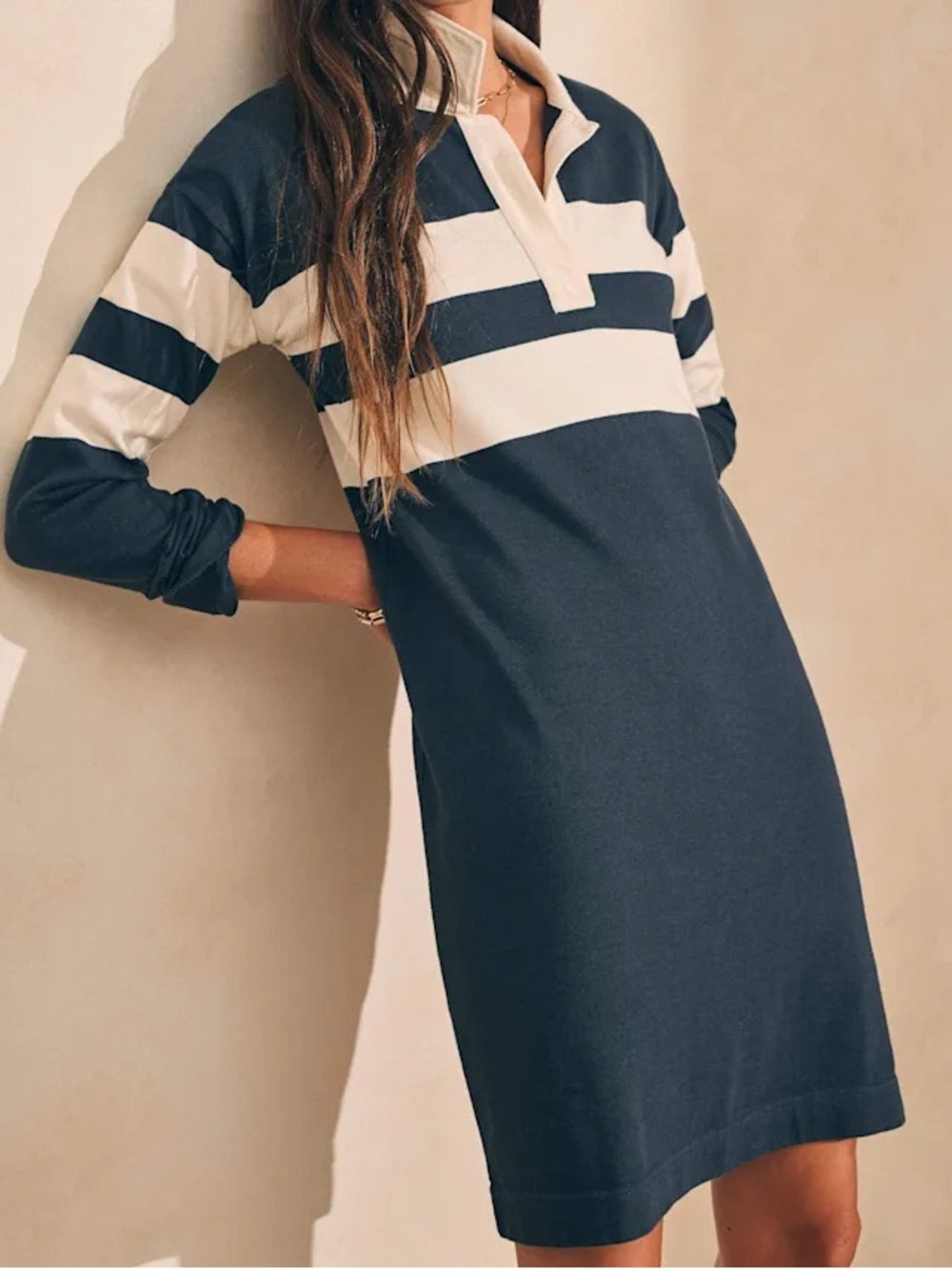 NEW Faherty Rugby Jersey Polo Dress Open Stripe NWT Preppy Retro.     1